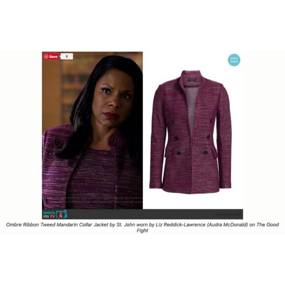 💕ST. JOHN💕 Ombre Ribbon Tweed Knit Jacket Mandarin Collar Pocket Flaps 6 NWOT - Picture 4 of 16